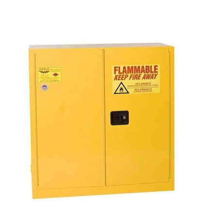 EAGLE Safety Storage Cabinet 30 Gal. Flammable Liquid Storage Yellow Two Door Manual One Shelf 1932X